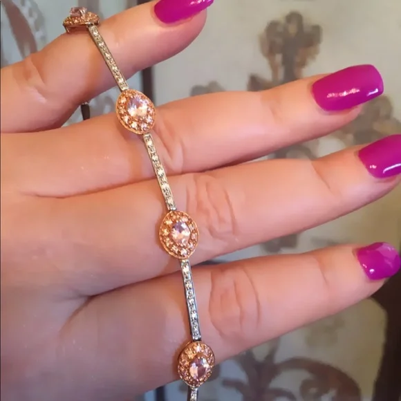 SOLD 14k White rose gold Kunzite bracelet - Picture 14 of 14